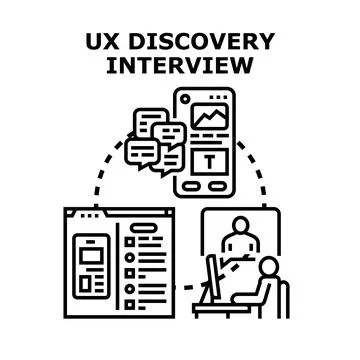 Ux discovery interview process researching user experience Stock Illustration