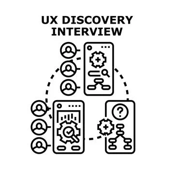 Ux discovery interview process user experience research concept Stock Illustration