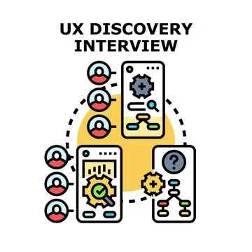 Ux discovery interview process user experience research concept Stock Illustration