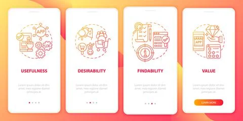 UX elements onboarding mobile app page screen Illustrazione stock