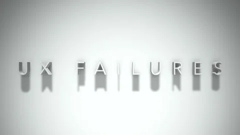 Ux failures 3D title animation with shadows on a white background Stock Footage 296810681
