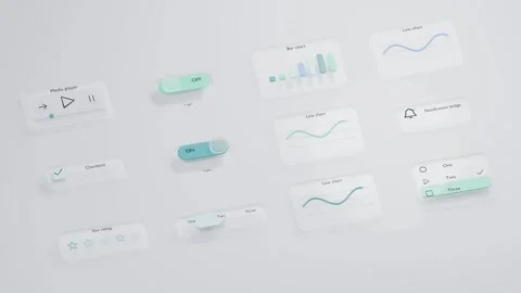 UX glass liquid effect buttons elements bg able to loop endless Stock Footage 347680767