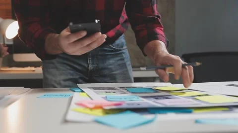 UX graphic designer planning application process development prototype wire.. Stock Footage 253880271