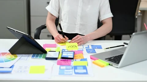 UX graphic designer planning application process development prototype wire.. 스톡 동영상 312387188