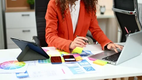 UX graphic designer planning application process development prototype wire.. 스톡 동영상 312387223