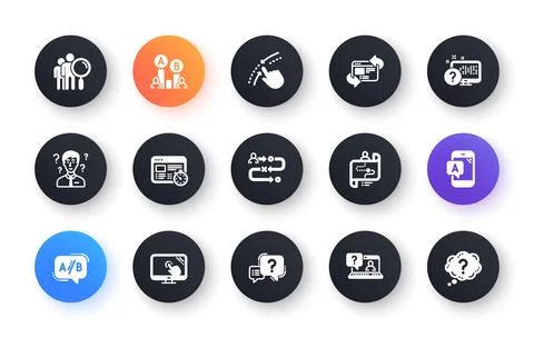 UX icons. AB testing, Journey path map and Question mark. Classic icon set Stock Illustration