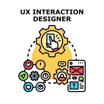 Ux interaction designer creating user interface experience Illustrazione stock