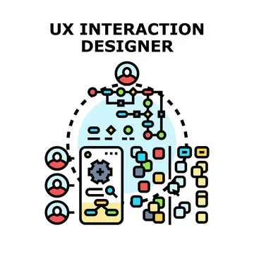Ux interaction designer creating user experience flowchart Illustrazione stock
