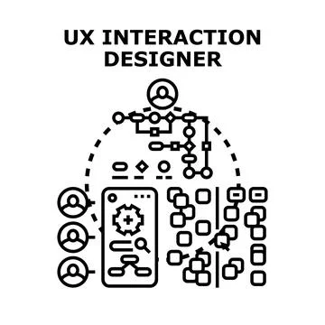 Ux interaction designer creating user experience flowchart Illustrazione stock
