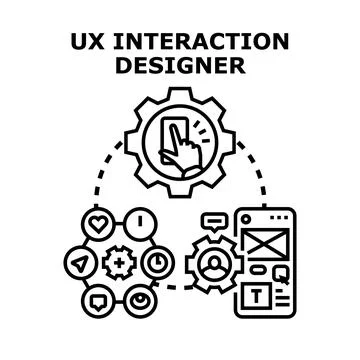 Ux interaction designer creating user interface experience Stock Illustration