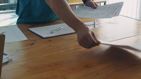 UX or UI designers preparing mockup layout prototype before meeting. Stock Footage 215974994