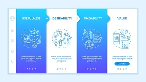 UX principles onboarding vector template Stock Illustration