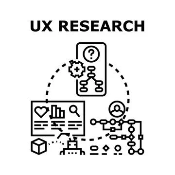 Ux research collecting user experience data for design Stock Illustration