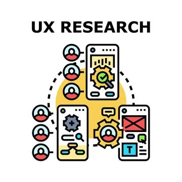 Ux research process analyzing user experience and interface Stock Illustration