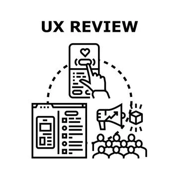 Ux review process evaluating user experience design Stock Illustration