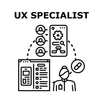 Ux specialist designing user friendly digital interfaces Stock-Illustration