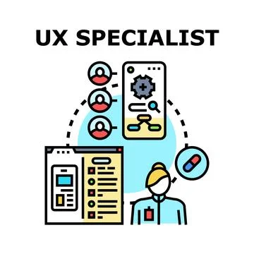 Ux specialist designing user friendly digital interfaces Stock Illustration