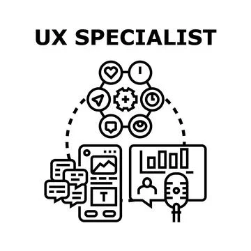 Ux specialist optimizing digital product user experience Stock Illustration