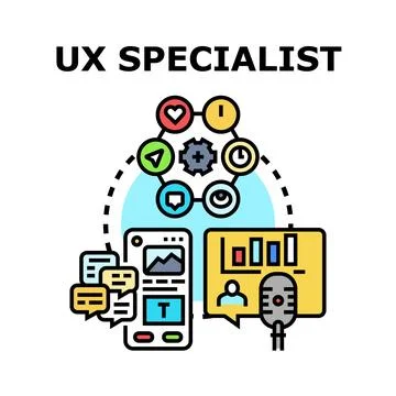 Ux specialist optimizing digital product user experience Stock Illustration