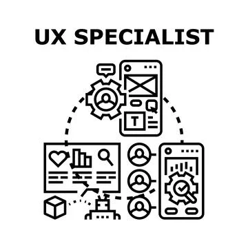 Ux specialist optimizing user experience for digital products Stock Illustration
