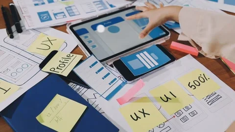 UX UI and Programming development technology.. Stock Footage 311610101