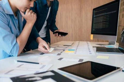 UX UI and Programming development technology. Stock Photos