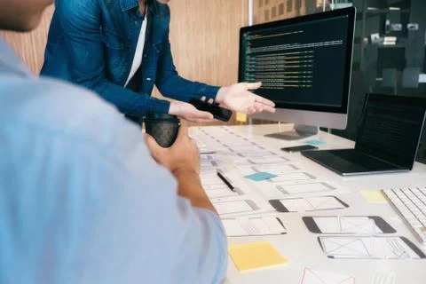 UX UI and Programming development technology. 库存照片