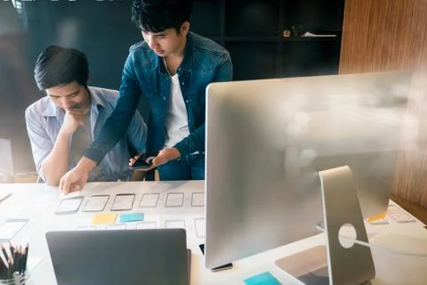 UX UI and Programming development technology. 스톡 사진