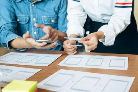 UX UI and Programming development technology. 库存照片