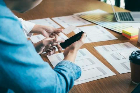 UX UI and Programming development technology. Stock Photos