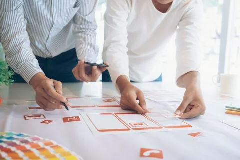 UX UI and Programming development technology. 스톡 사진