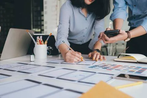 UX UI and Programming development technology. Stock-Fotos