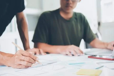 UX UI and Programming development technology. 스톡 사진