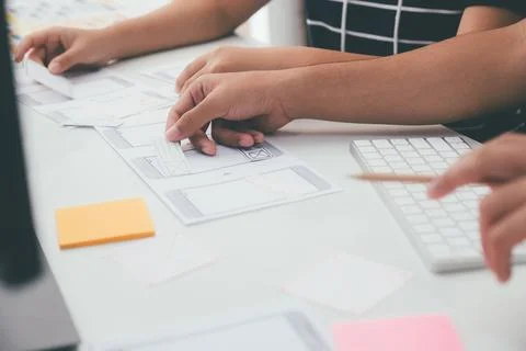 UX UI and Programming development technology. 스톡 사진