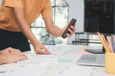 UX UI and Programming development technology. 스톡 사진