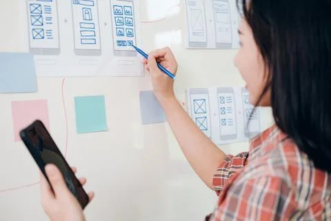 UX UI and Programming development technology. 스톡 사진