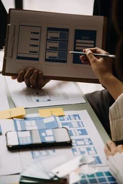 UX UI and Programming development technology. 스톡 사진