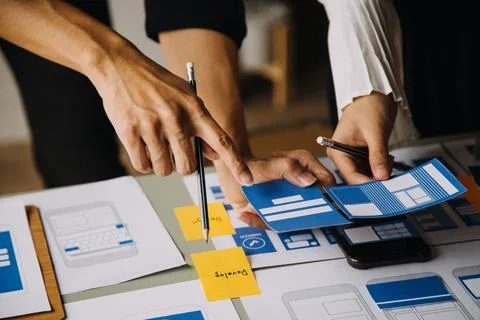 UX UI and Programming development technology. 库存照片