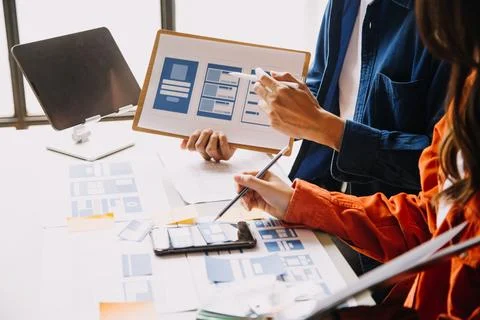 UX UI and Programming development technology. Stockfoto's