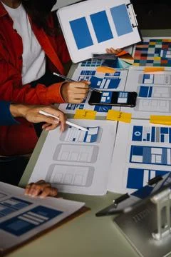 UX UI and Programming development technology. 스톡 사진