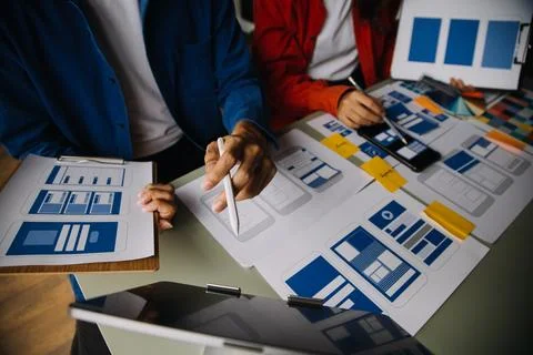 UX UI and Programming development technology. 스톡 사진