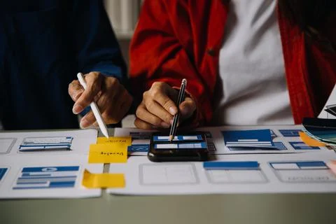 UX UI and Programming development technology. 库存照片