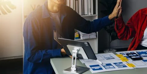 UX UI and Programming development technology. 库存照片