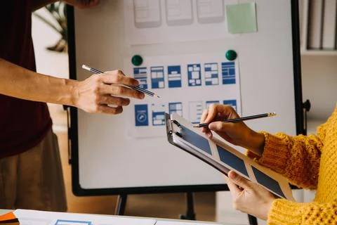 UX UI and Programming development technology. 스톡 사진