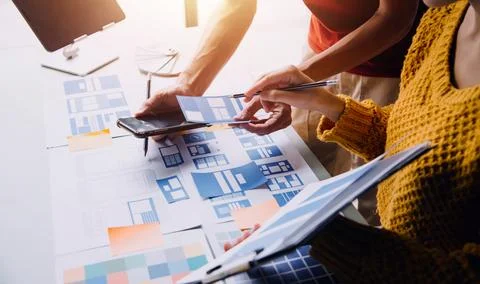 UX UI and Programming development technology. 스톡 사진