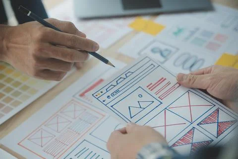 UX UI and Programming development technology. Stockfoto's