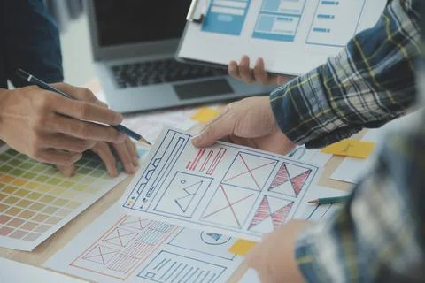 UX UI and Programming development technology. Stockfoto's