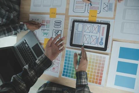 UX UI and Programming development technology. 库存照片