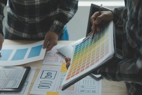 UX UI and Programming development technology. 库存照片