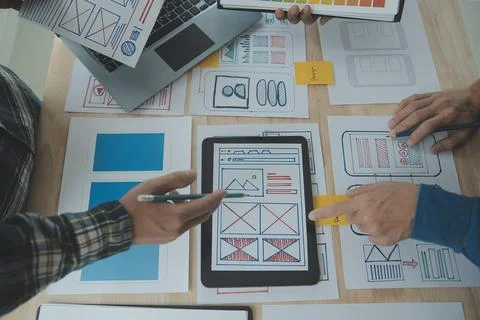 UX UI and Programming development technology. 库存照片